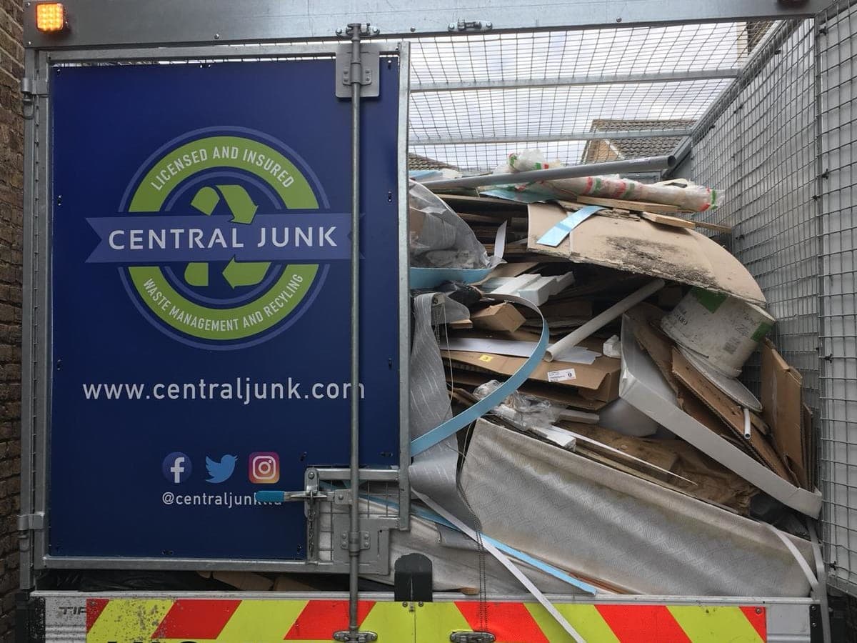 image of a central junk nationwide removal truck carrying waste for disposal